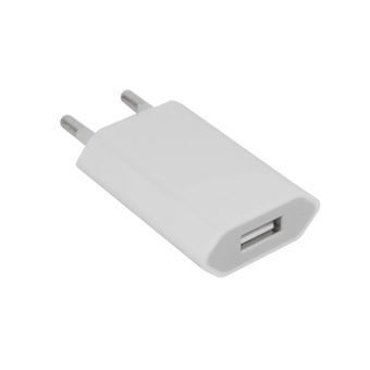 Chargeur 220V, USB 1A (pour IPhone), blanc
