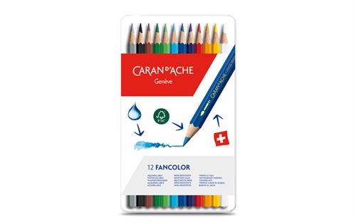 Boîte métal de 12 crayons de couleurs Fancolor - Caran d'Ache