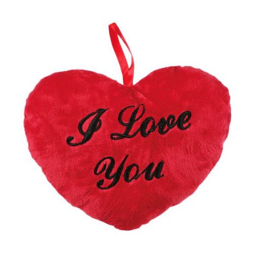 Coussin Peluche coeur 10 cm avec formule I Love You - Idée cadeau St Valentin
