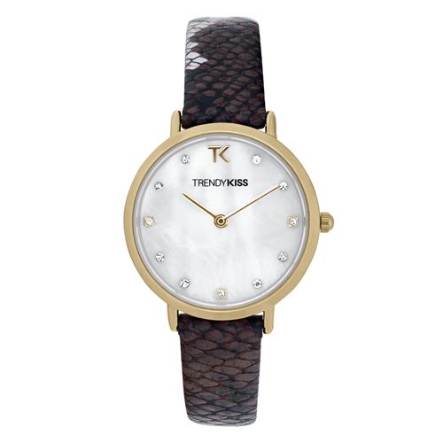 TRENDY KISS Montre analogique bracelet cuir imprimé serpent MIA Marron