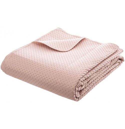 Parure de lit tressée en coton - 200 x 140 cm - Rose