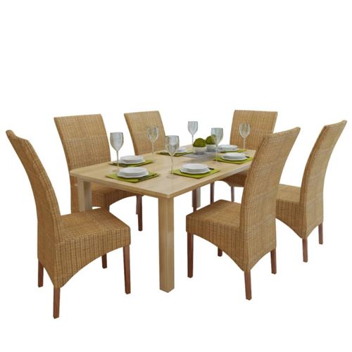 vidaXL Chaises de salle à manger 6 pcs Marron Rotin naturel