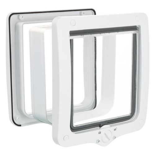 Chatière Trixie 4 positions XL avec tunnel 24 × 28 cm extérieur .blanche.