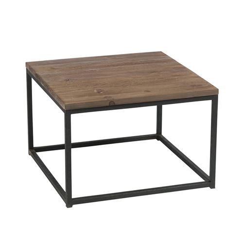 Jolipa Table basse en bois marron et métal noir 60x60x41 cm