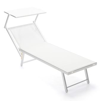 Bain De Soleil Pliant Avec Toit Pare Soleil En Aluminium Rimini T Couleur Blanc Mobilier De Jardin Achat Prix Fnac