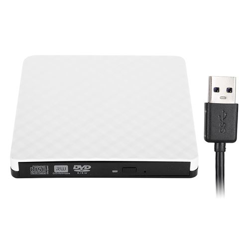 Graveur de Dvd Externe USB3.0 Enregistreur 3.0 Lecteur Optique d'Ordinateur pour Xp Win7 Win8-Blanc