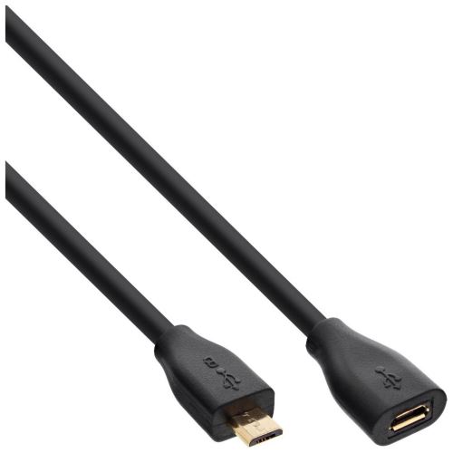 InLine - Rallonge de câble USB - Micro-USB de type B (M) pour Micro-USB de type B (F) - USB 2.0 - 5 m - noir