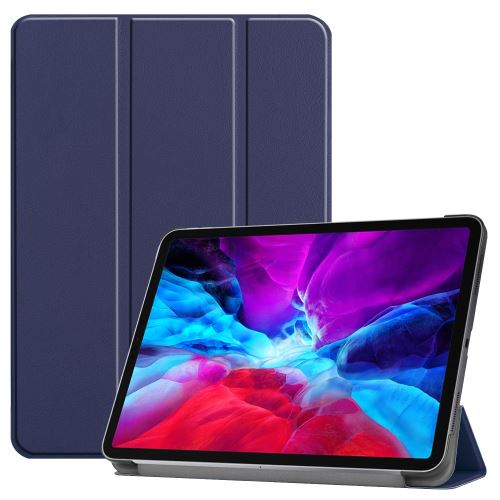 Etui en PU + TPU support à trois plis de charge au crayon de pomme avec support bleu pour votre Apple iPad Pro 12.9 pouces (2020)