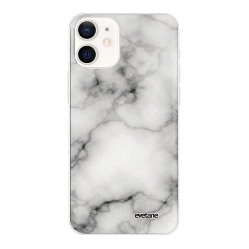 Coque pour iPhone 12 mini souple transparente Marbre blanc Motif Ecriture Tendance [Evetane®]