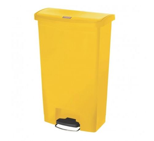 Poubelle à pédale frontale large jaune 68l slim jim step-on