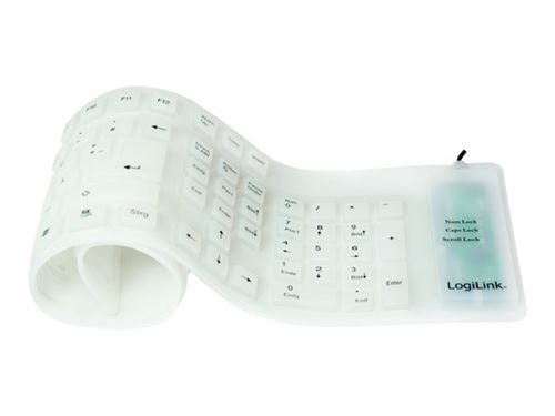 LogiLink Flexible Waterproof - Toetsenbord - PS/2, USB - QWERTZ - Duits - wit