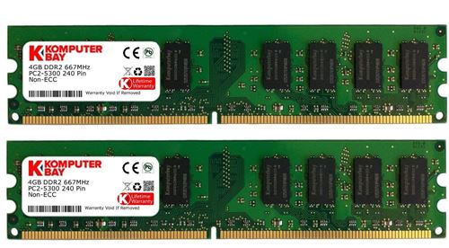 Komputerbay Mémoire RAM Lot de 2 barrettes de mémoire vive PC2-5300/PC2-5400 DDR2 DIMM 240 broches 667 MHz 2 x 4 Go