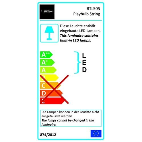 Mipow play bulb led string guirlande (10 m, multicolore) avec bluetooth, application de commande, variateur de couleur et - effe