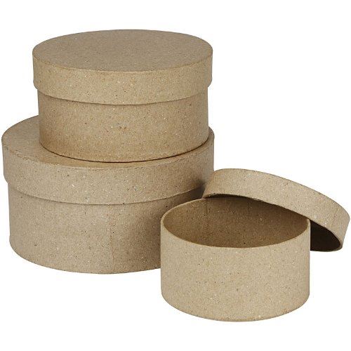 Creativ 10 + 13 + 16 cm 3 assortis en papier mâché Boîtes rondes