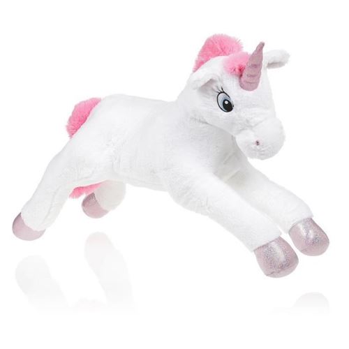 Peluche Licorne allongée - 28 cm - blanche