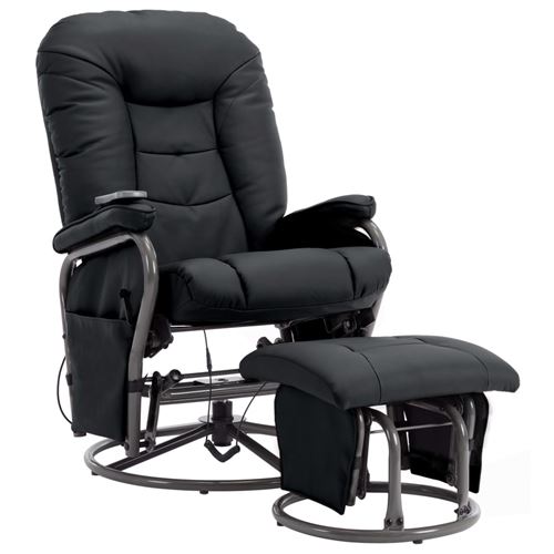vidaXL Fauteuil de massage avec repose-pied Noir Similicuir