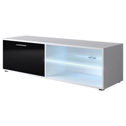 KORA Meuble TV 120cm avec éclairage LED - Noir brillant