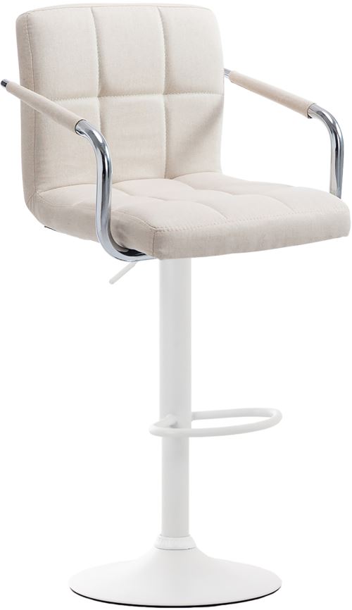 Tabouret de bar Lucy V2 en Tissu et piètement en Métal , Beige/Blanc
