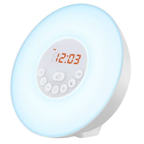 Réveil Réveil Lumière Simulation Table de Chevet Lampe Protection Des Yeux Multicolore PL947