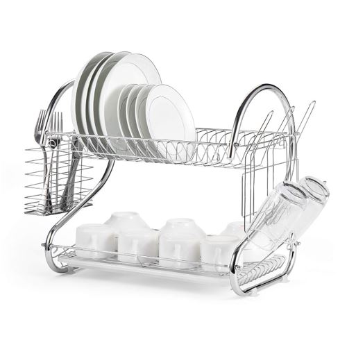 Égouttoir à Vaisselle pour bereau de cuisine à 2 Niveaux Inox avec Plateau Amovible