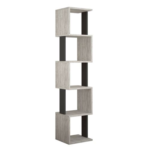 Bibliothèque Piri 161 cm - Blanc et Gris Anthracite