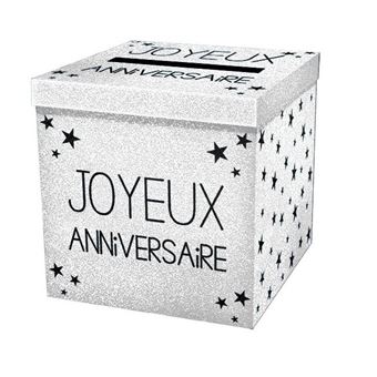 Urne Joyeux Anniversaire Paillete Blanc X1 Ref Urnep00ba Tirelire Achat Prix Fnac