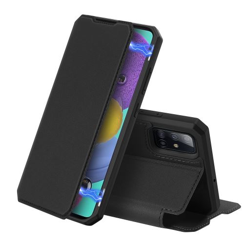 Etui en PU flip magnétique avec porte-carte noir pour votre Samsung Galaxy A51