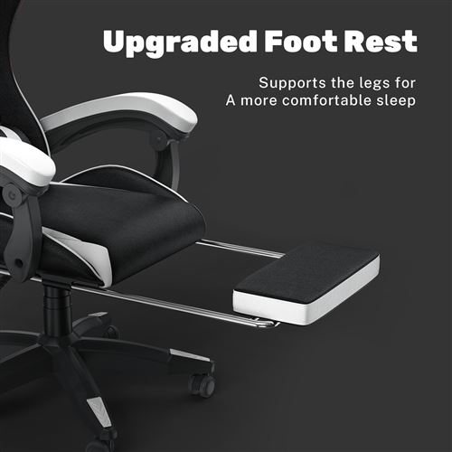 Bigzzia Chaise Gaming Avec Massage Lombaire – Ergonomique, Inclinable 135°, Repose-Pieds, 150 Kg Max Fauteuil Gaming 150kg