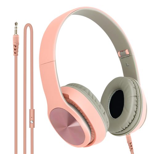Casque Audio Supra-Auriculaire Port Jack 3.5 mm Fonction Micro GJBY Platine Rose