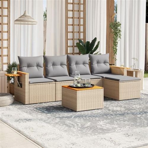 Non Communiqué Beige Salon De Jardin Modulable Vidaxl Resine Tressee 6 Pieces 55 X 55 X 37 Cm