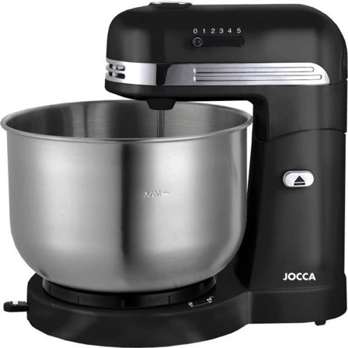 Batidora amasadora Jocca con bowl de acero inoxidable con capacidad de 3.5L y autorrotación, 5 velocidades, 2 varillas diferentes con empuje ajustable izquierda o derecha y 350W de potencia