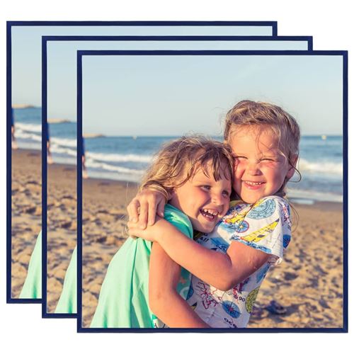 vidaXL Collage de cadres photo 3 pcs de mur table Bleu 40x40 cm MDF