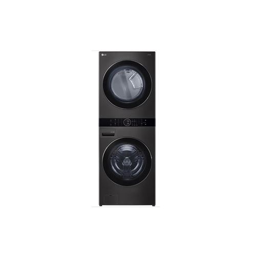 LG WashTower F761TOWERB - Ensemble laveuse/sécheuse - WiFi - largeur : 70 cm - profondeur : 77 cm - hauteur : 189 cm - chargement frontal - 127 litres - 17 kg - 1100 tours/min - noir