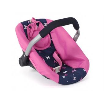 Cosy poupee jusqu'a 50 cm  papillons rose - siege auto  porte poupon voyage  transat - avec ceinture - set jouet fille et carte - 1