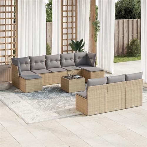 Non Communiqué Beige Salon De Jardin Modulable Vidaxl Resine Tressee 11 Pieces