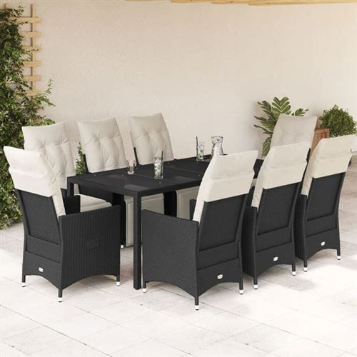 Non Communiqué Noir Vidaxl Ensemble À Manger De Jardin 9Pcs Coussins Résine Tressée, Ensemble De Salle À Manger D'extérieur 3276868