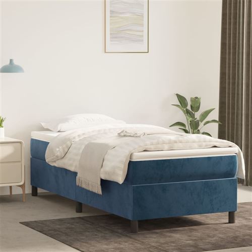 vidaXL Sommier à lattes de lit et matelas Bleu foncé 80x200 cm Velours