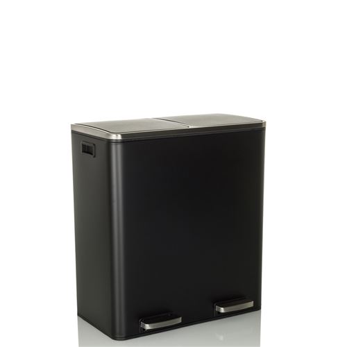 Collecteur de déchets / système de tri sélectif CLEAN IX 60L (2x30L) acier noir hjh OFFICE