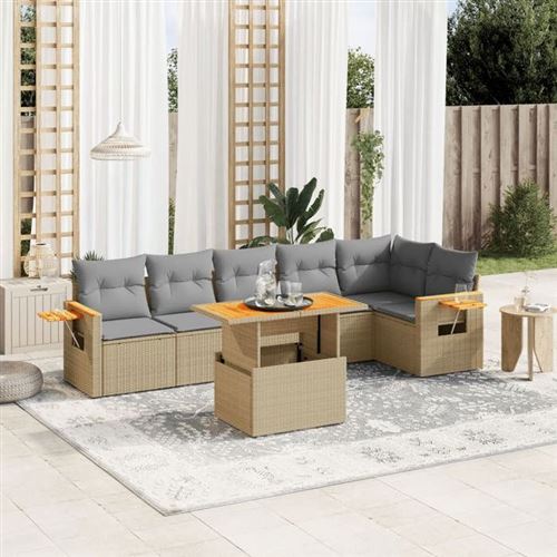 Non Communiqué Beige Vidaxl Salon De Jardin Avec Coussins 7 Pcs, Canapés De Terrasse, Ensemble De Meubles De Patio, Mobilier D'extérieur, 3273530