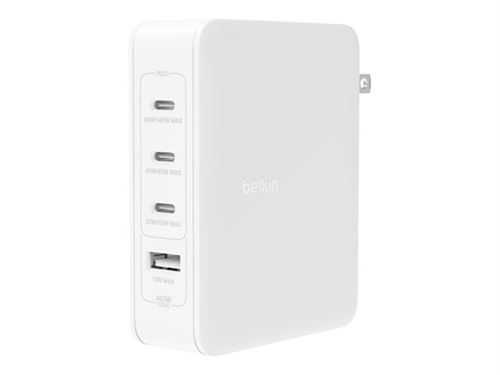 Chargeur secteur Belkin BoostCharge Pro GaN 4 ports 140 W Blanc