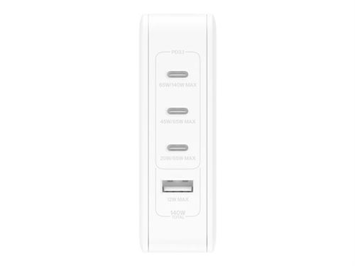 Chargeur secteur Belkin BoostCharge Pro GaN 4 ports 140 W Blanc - Belkin