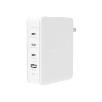 Belkin BoostCharge Pro - Adaptateur secteur - technologie GaN - 140 Watt - Fast Charge, Power Delivery 3.1 - 4 connecteurs de sortie (USB, 3 x USB-C) - blanc