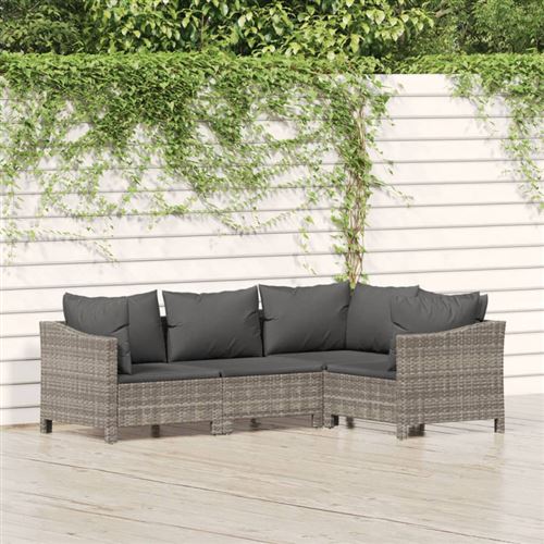 VIDAXL - Salon de jardin - 4 places - Gris - Modulable - Image 2