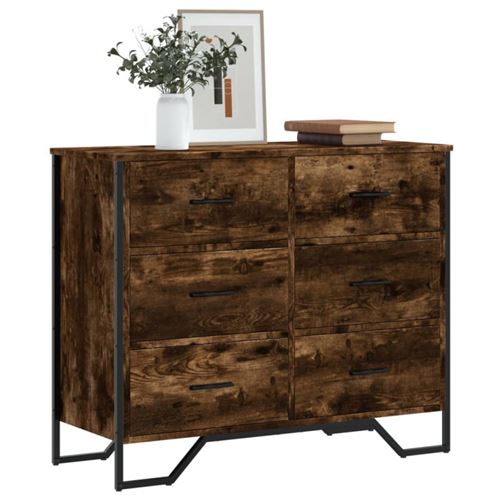 Commode chêne fumé 91x35,5x74,5 cm bois d ingénierie