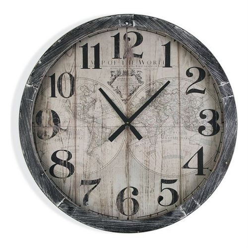 Horloge Murale Map World Bois MDF (6,5 x 76,5 x 76,5 cm)