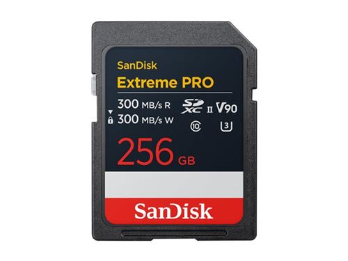 SanDisk Extreme Pro - Carte mémoire flash - 256 Go - Video Class V90 / UHS-II U3 / Class10 - SDXC UHS-II