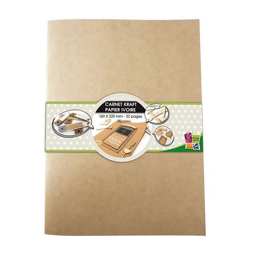 Loisirs Créatifs - Carnet Kraft Papier Ivoire 16x 22 cm - A Customiser
