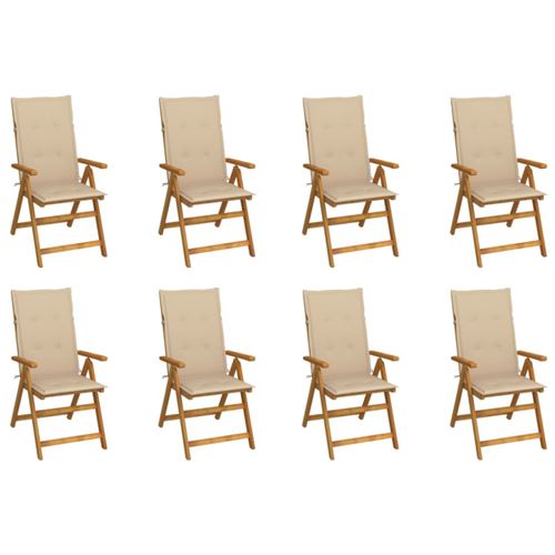 Vidaxl Chaises Pliables De Jardin Avec Coussins Lot De 8 Bois D Acacia - Image 2