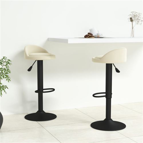 Vidaxl Tabourets De Bar Velours - Crème - Image 3