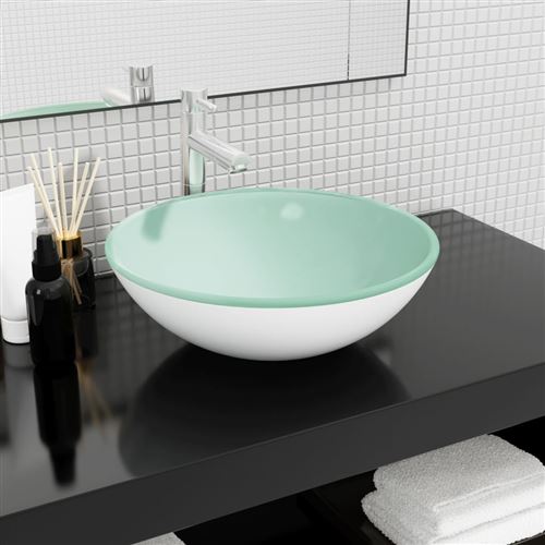 vidaXL Wasbak 42x14 cm gehard glas wit345251